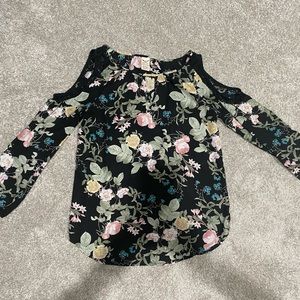 Floral cut out shoulder blouse
